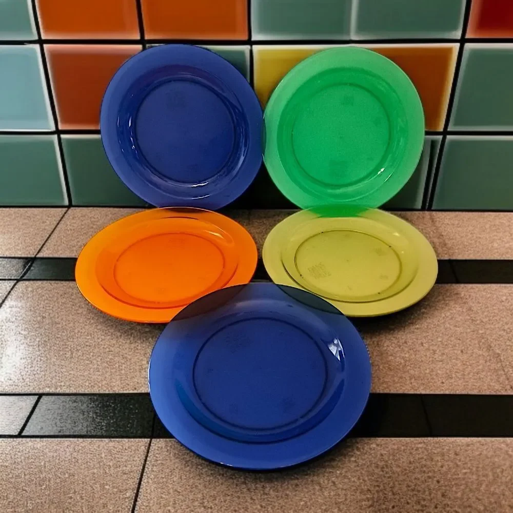 5 Ikea Hagberg & Hagberg Dinner Plates Sola Translucent Plastic Vintage Colorful